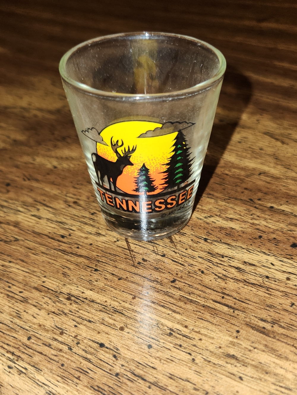 Tennessee Souvenir Shot Glass with Deer and Sunset